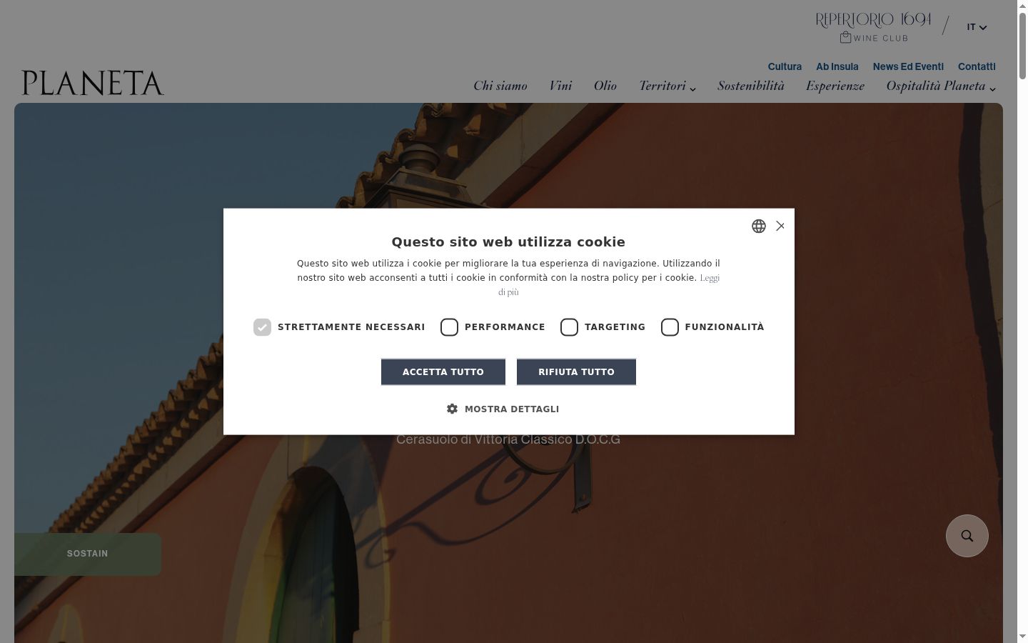 Screenshot of the consent banner shown before any interaction