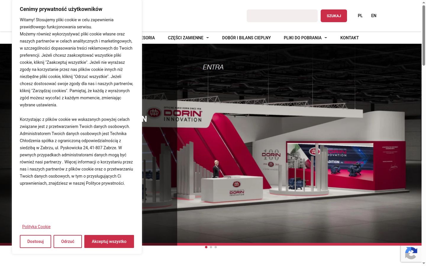 Screenshot del banner di consenso mostrato prima di qualsiasi interazione