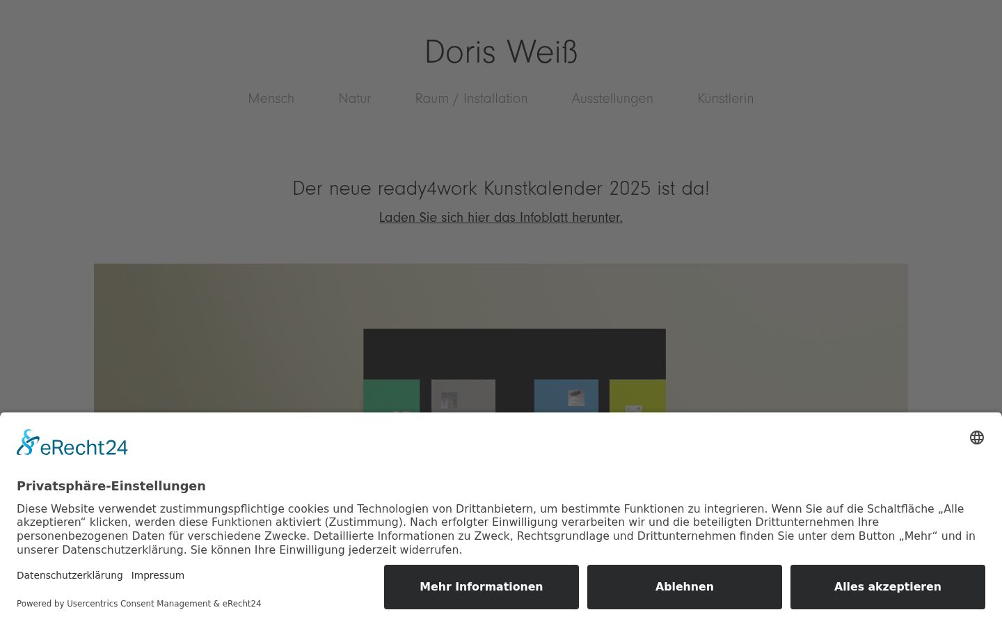 Screenshot des Einwilligungsbanners vor jeglicher Interaktion
