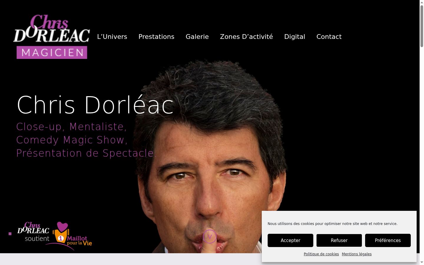 Capture d'écran de la bannière de consentement affichée avant toute interaction