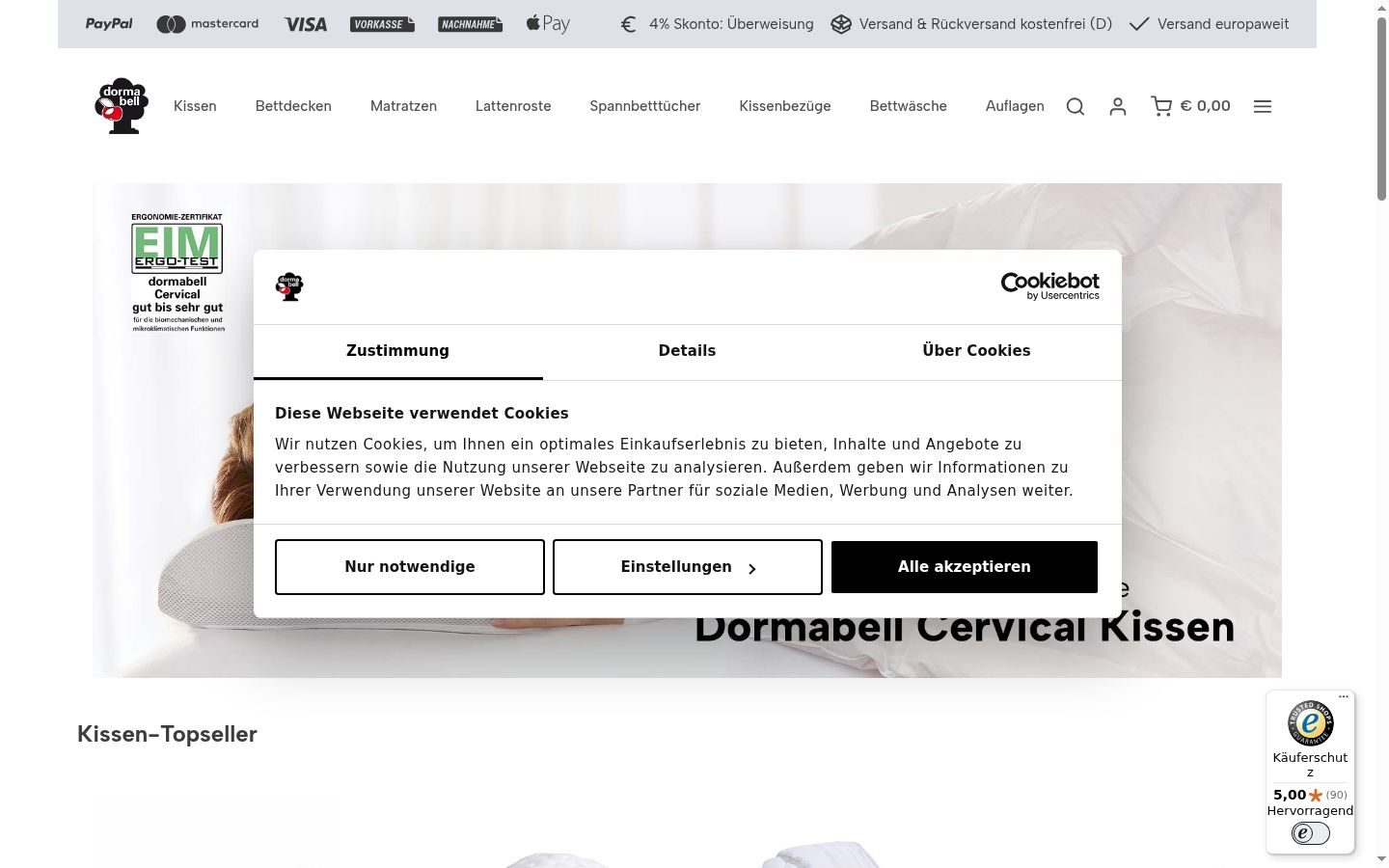 Snímek obrazovky baneru souhlasu zobrazeného před jakoukoli interakcí