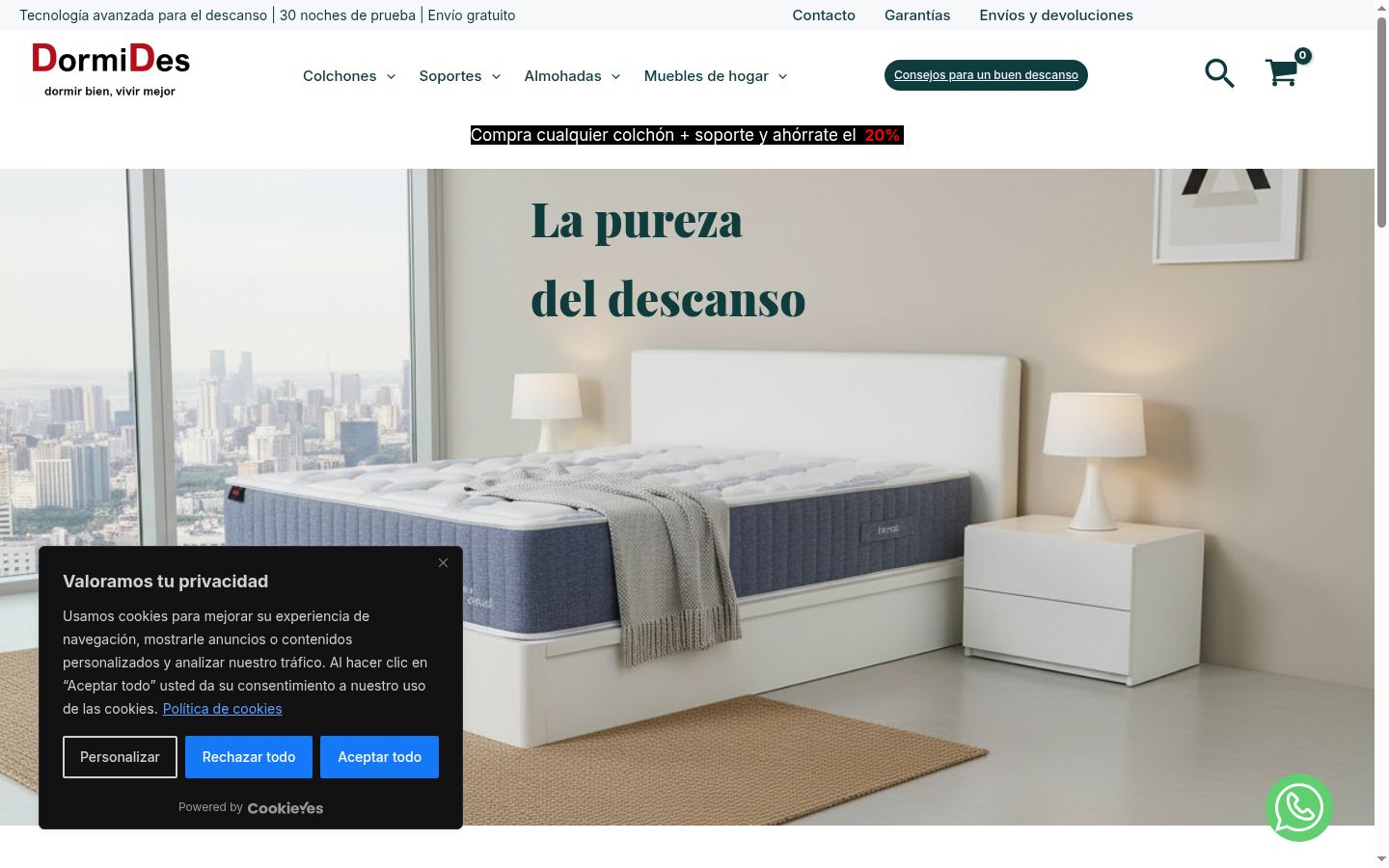 Screenshot del banner di consenso mostrato prima di qualsiasi interazione