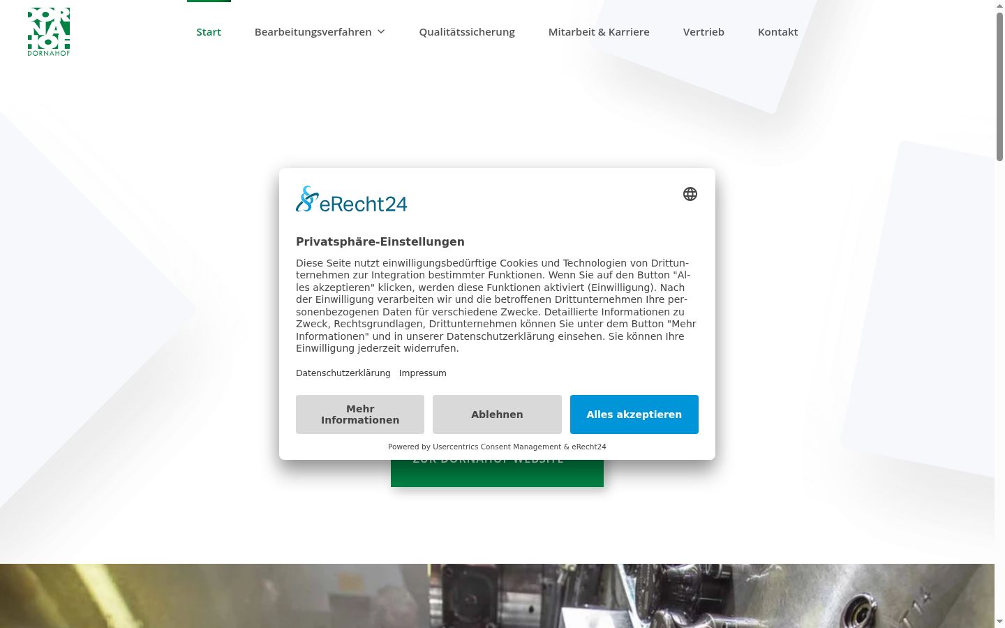 Screenshot del banner di consenso mostrato prima di qualsiasi interazione