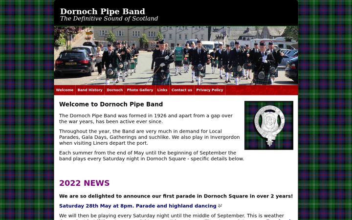 Snímek obrazovky dornochpipeband.co.uk