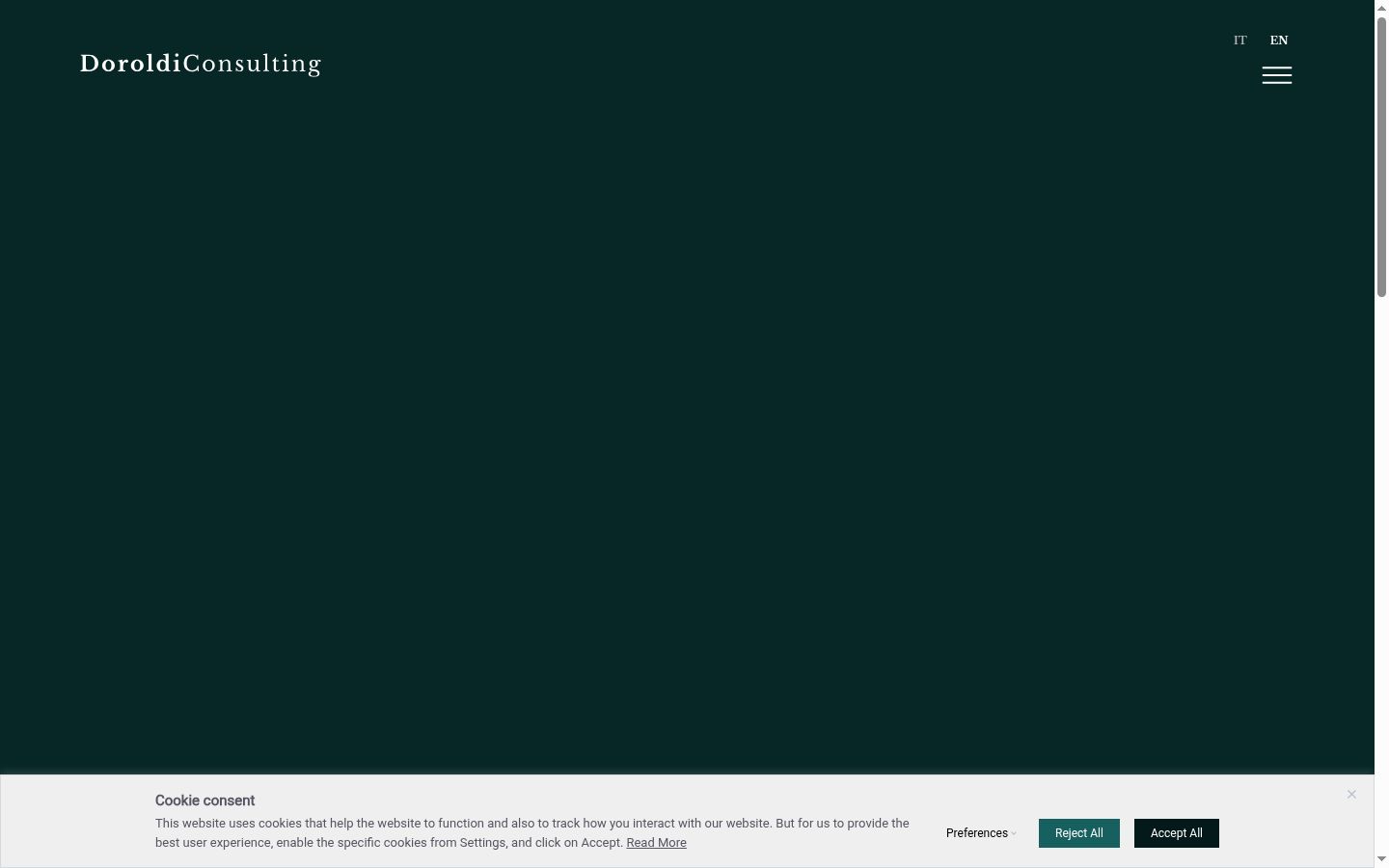 Screenshot del banner di consenso mostrato prima di qualsiasi interazione