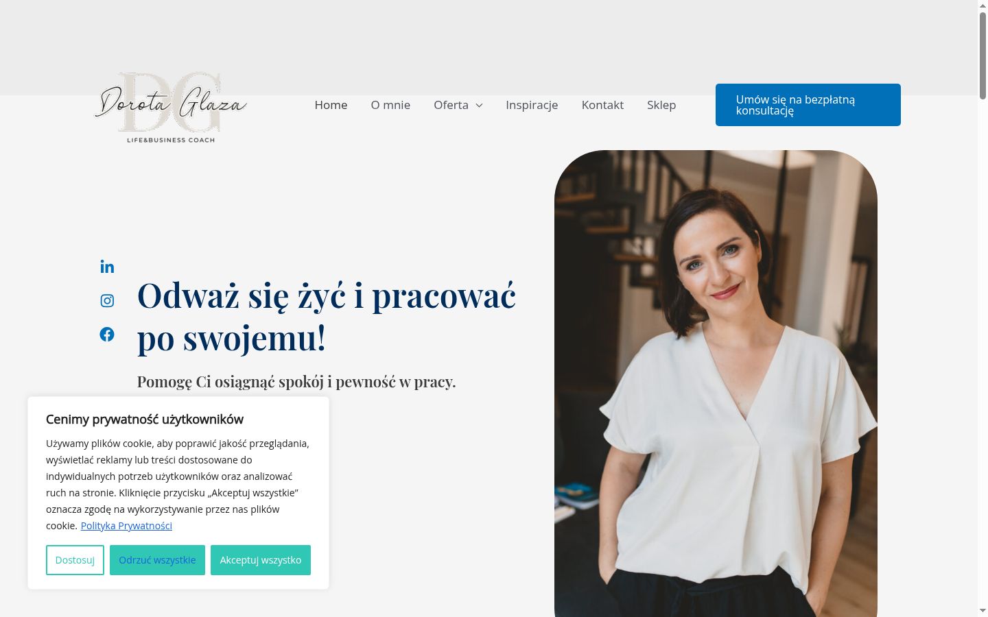 Posnetek zaslona pasice za privolitev, prikazane pred kakršno koli interakcijo