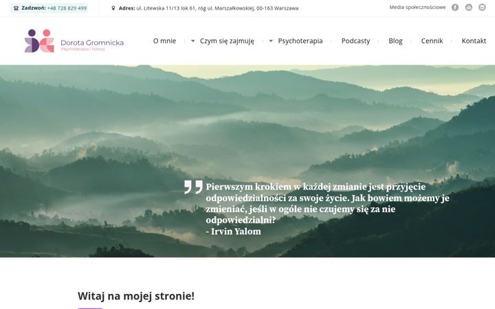 Snímek obrazovky dorotagromnicka.pl