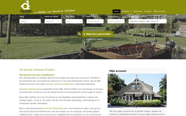 Posnetek zaslona dorrestijnmakelaardij.nl