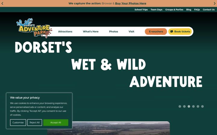 Screenshot of dorsetadventurepark.com