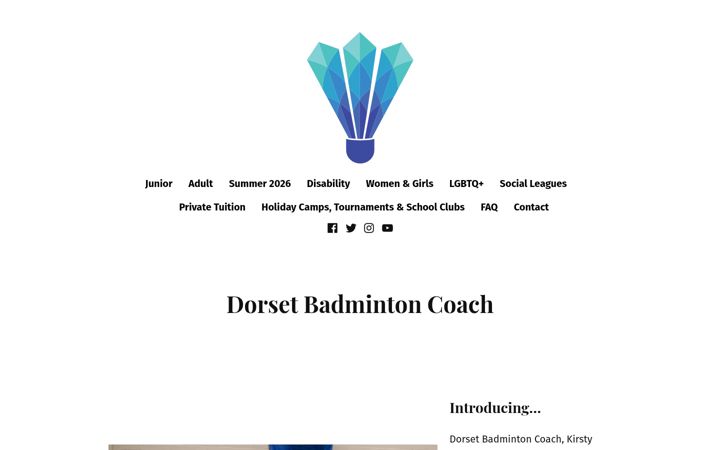 Screenshot of dorsetbadmintoncoach.co.uk