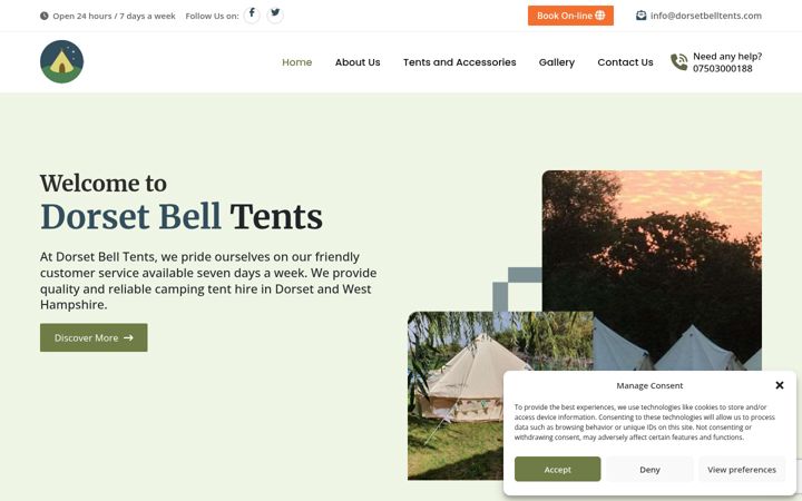 Screenshot of dorsetbelltents.co.uk