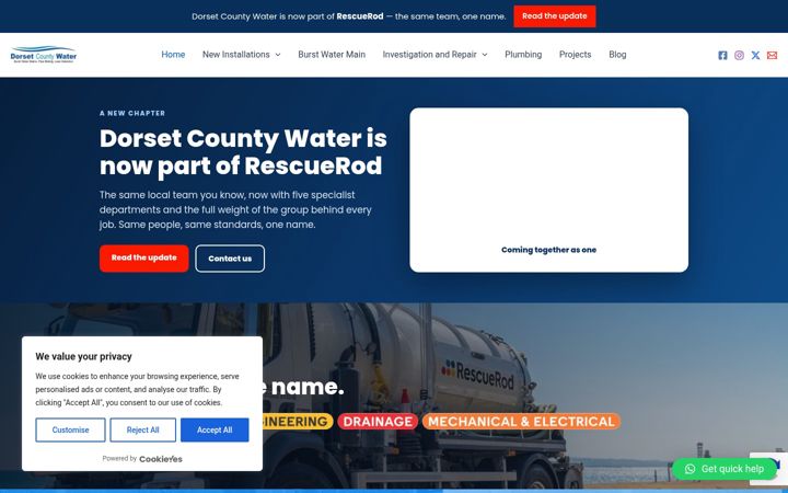 Screenshot of dorsetcountywater.co.uk