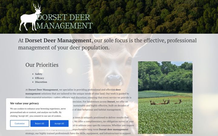 Screenshot of dorsetdeermanagement.co.uk