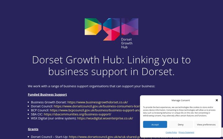 Screenshot of dorsetgrowthhub.co.uk