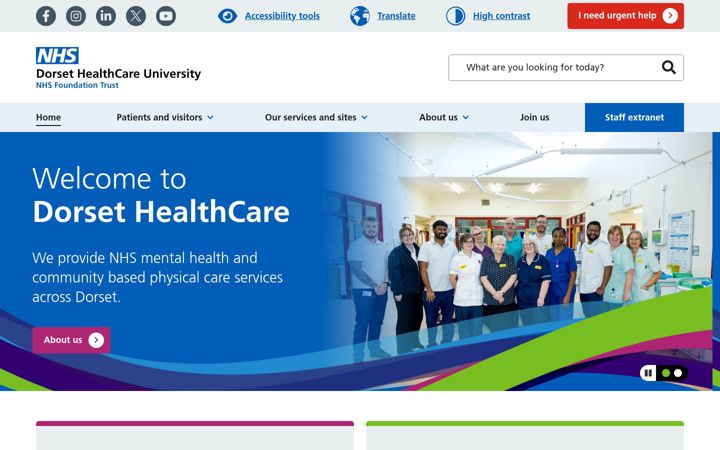 Screenshot of dorsethealthcare.nhs.uk