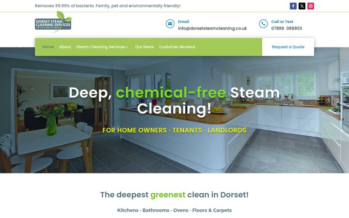 Screenshot ta' dorsetsteamcleaning.co.uk