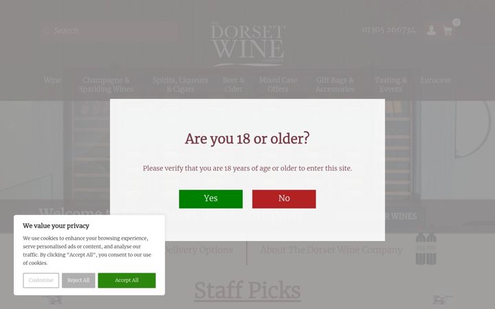 Screenshot of dorsetwine.co.uk