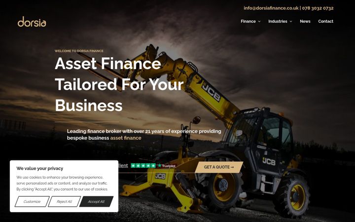 Snímek obrazovky dorsiaassetfinance.co.uk
