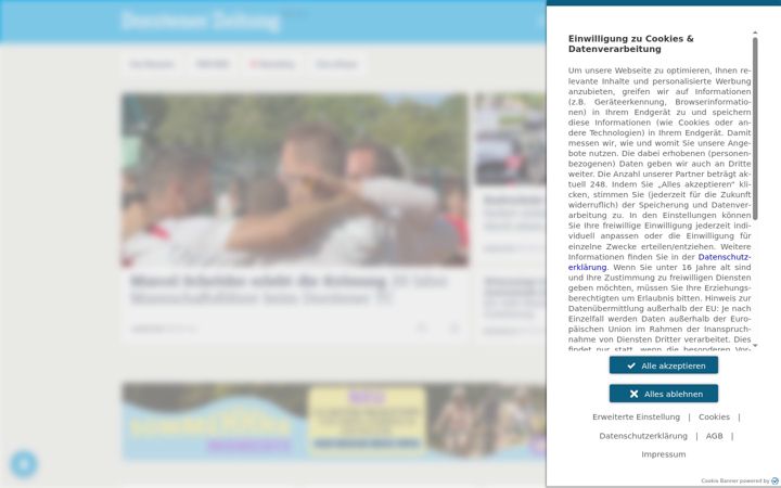 Snimka zaslona za dorstenerzeitung.de