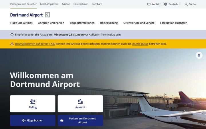 Ekraanipilt saidist dortmund-airport.de