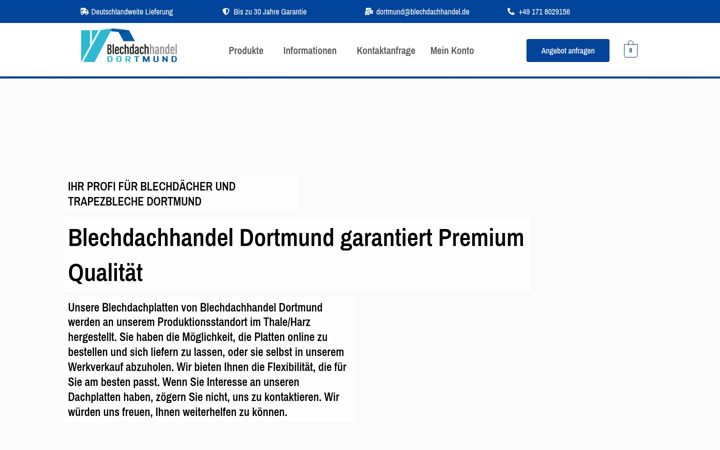 Ekraanipilt saidist dortmund-blechdachhandel.de