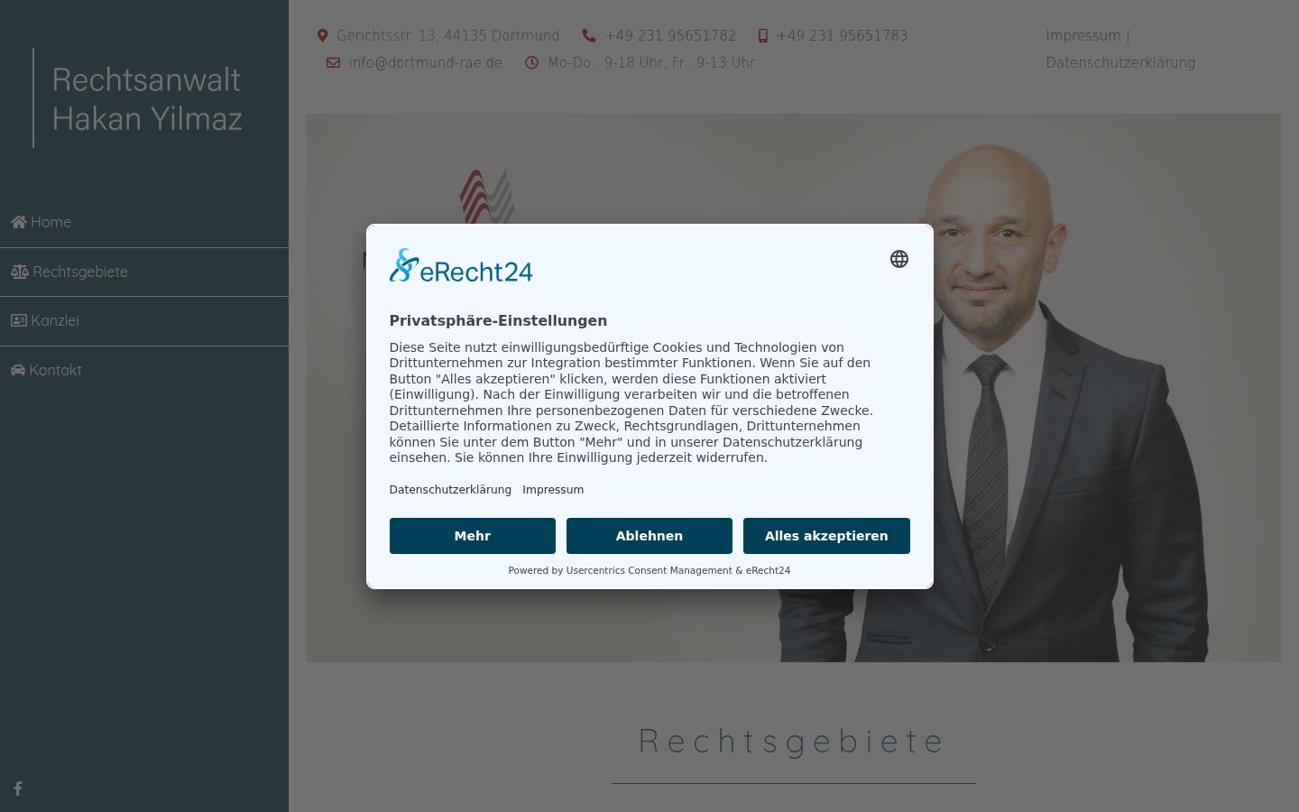 Captura de pantalla del banner de consentimiento mostrado antes de cualquier interacción