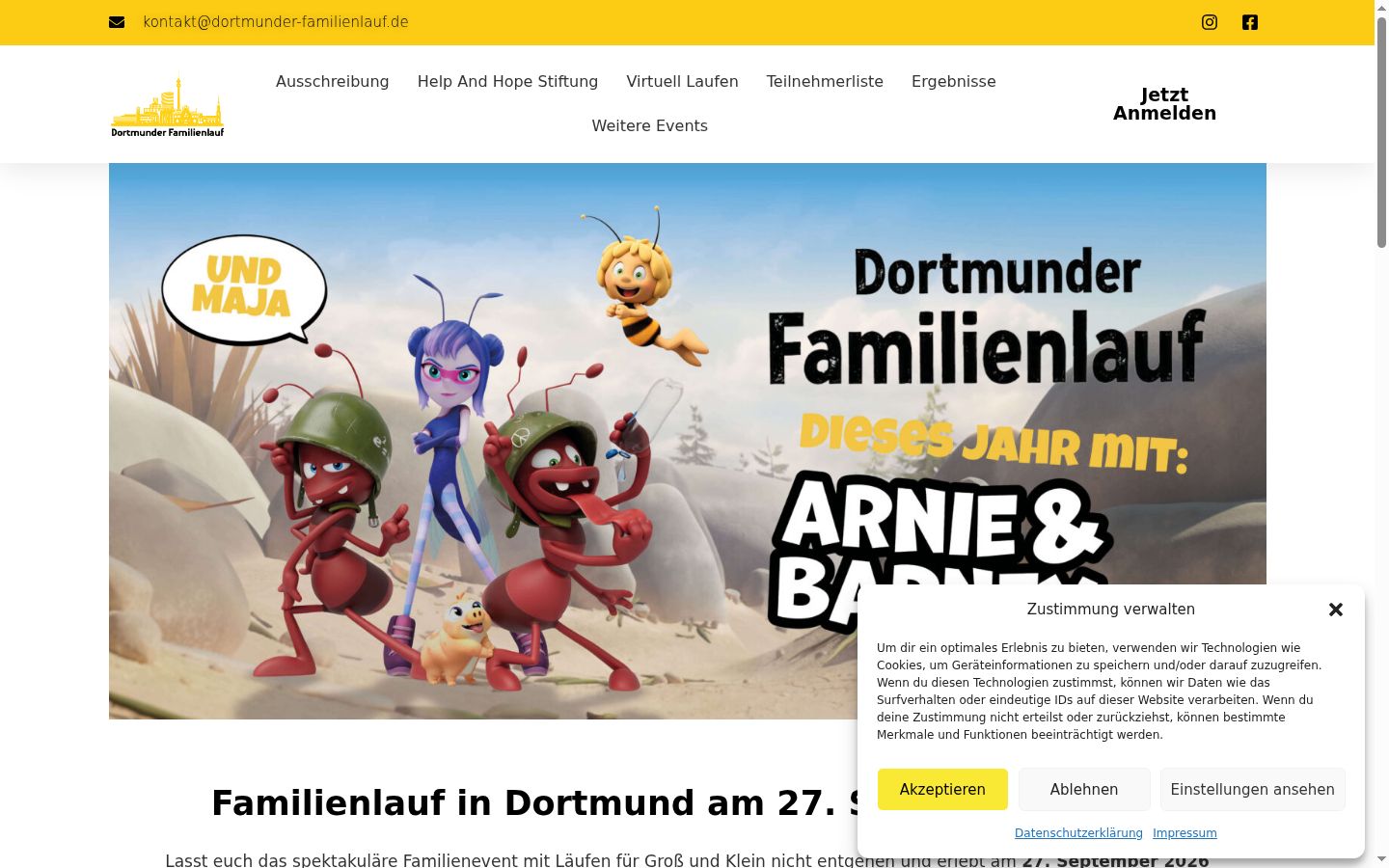 Captura de pantalla del banner de consentimiento mostrado antes de cualquier interacción