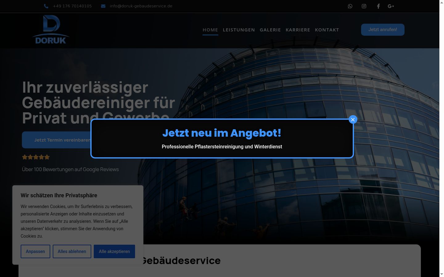 Screenshot del banner di consenso mostrato prima di qualsiasi interazione