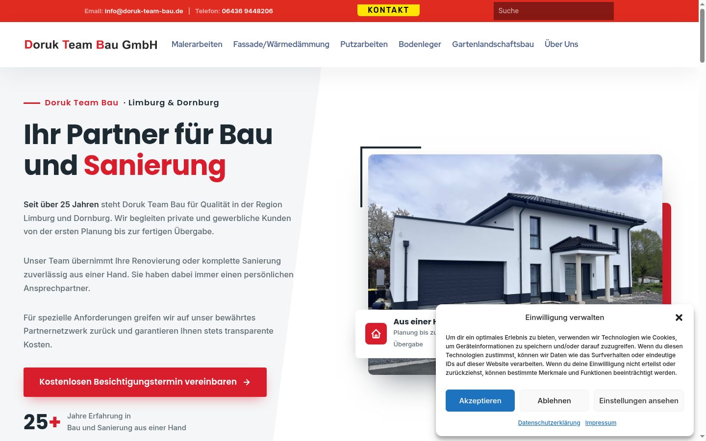 Screenshot des Einwilligungsbanners vor jeglicher Interaktion
