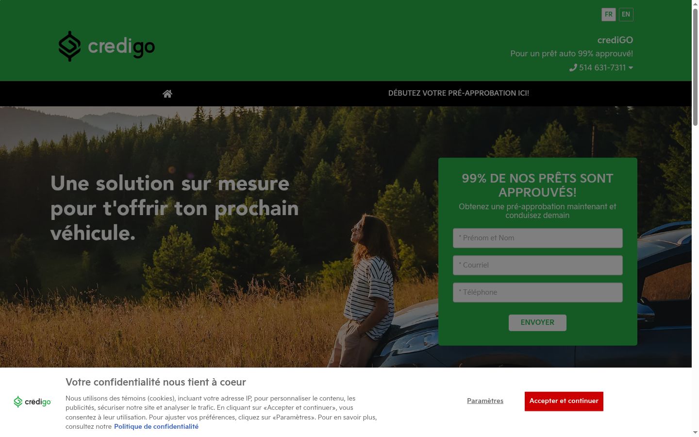 Screenshot of the consent banner shown before any interaction