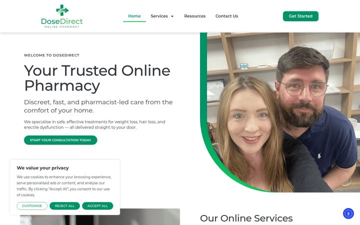 Snímek obrazovky dosedirect.co.uk