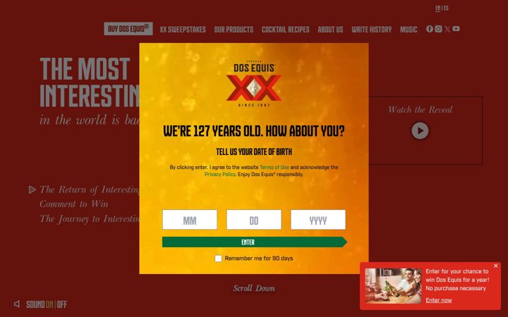 Screenshot of dosequis.com