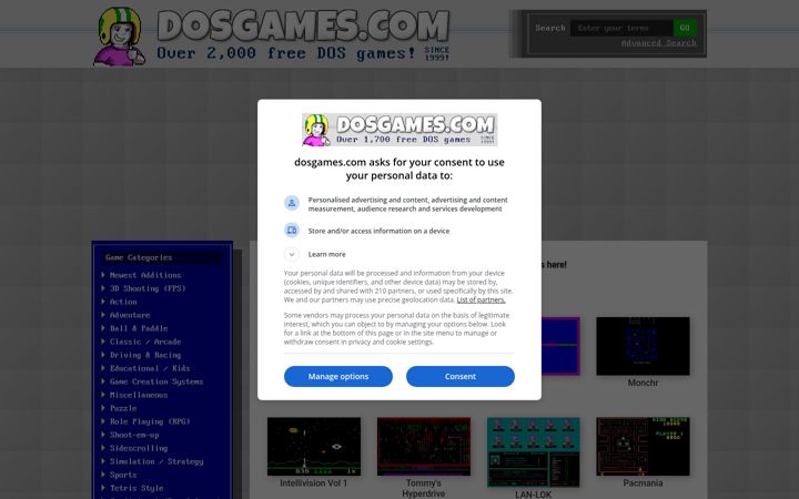 Screenshot of dosgames.com