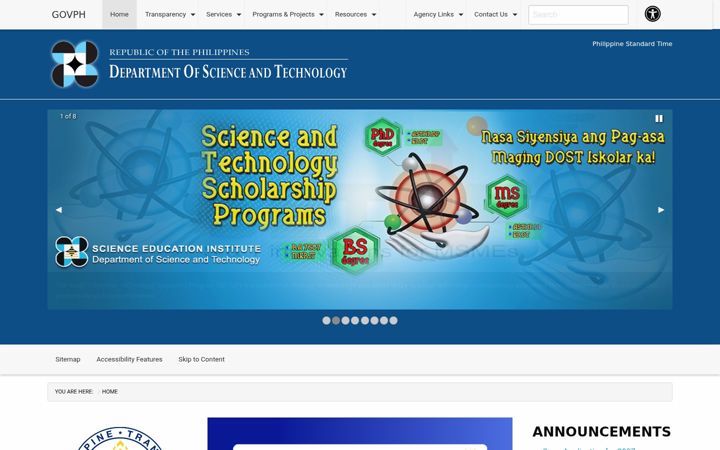 Екранна снимка на dost.gov.ph