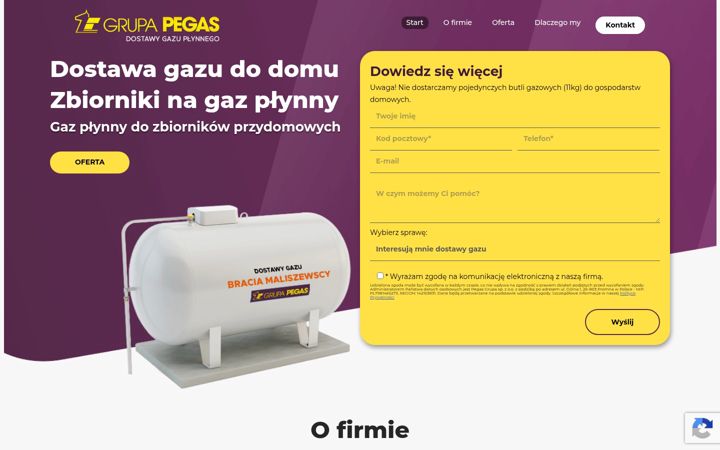 Posnetek zaslona dostawygazu.pl