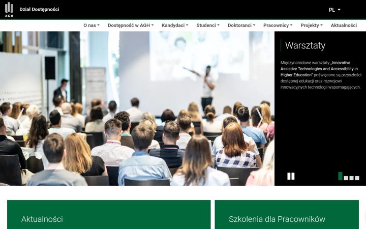 Posnetek zaslona dostepnosc.agh.edu.pl