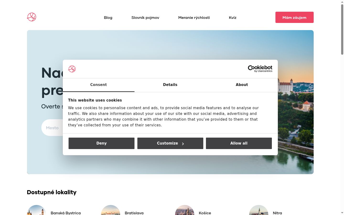 Screenshot of the consent banner shown before any interaction