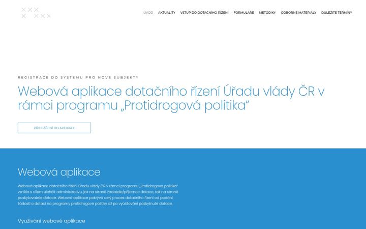 Snímek obrazovky dotace-protidrogovapolitika.cz