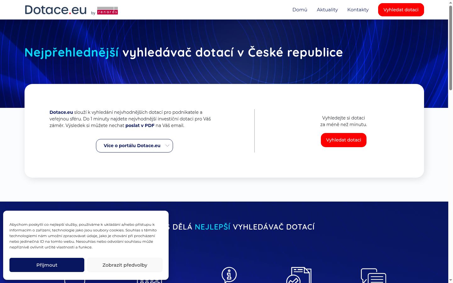 Képernyőkép a bármilyen interakció előtt megjelenő hozzájárulási bannerről