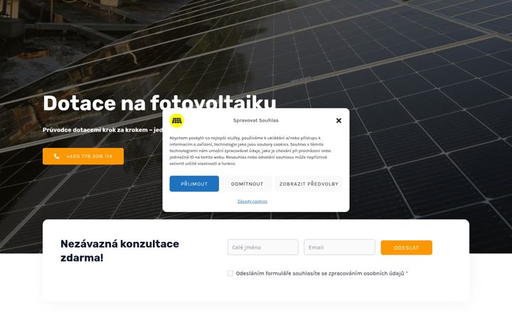 Snímek obrazovky dotacefotovoltaika.cz