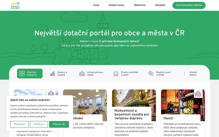 Snímek obrazovky dotaceproobec.cz