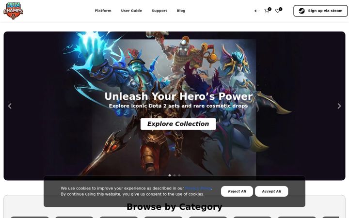 Screenshot of dotachamps.com