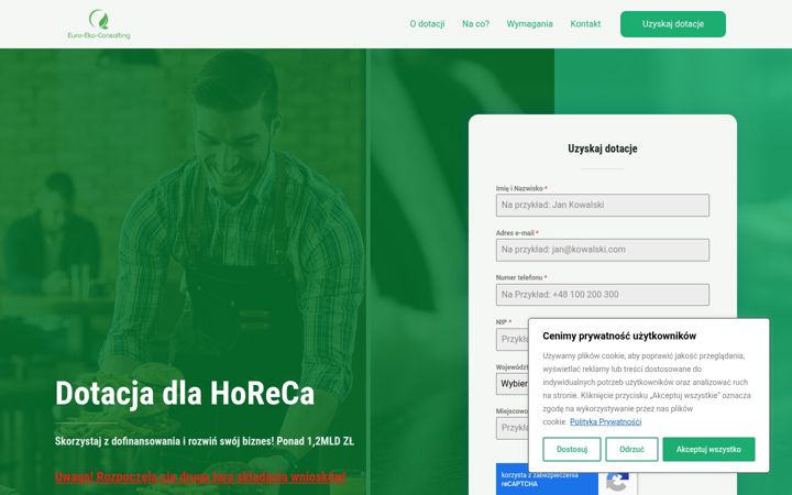 Skjámynd af dotacjadlahoreca.pl