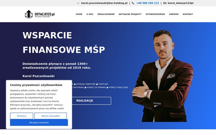 Snímek obrazovky dotacje123.pl