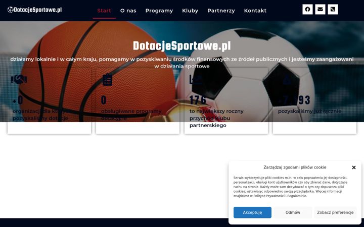 Snímek obrazovky dotacjesportowe.pl