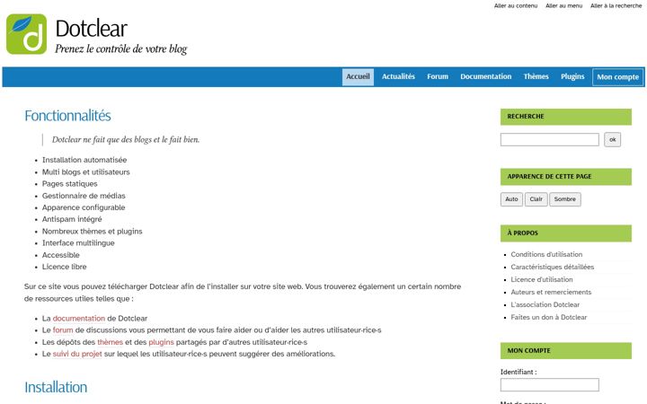 Screenshot von dotclear.org