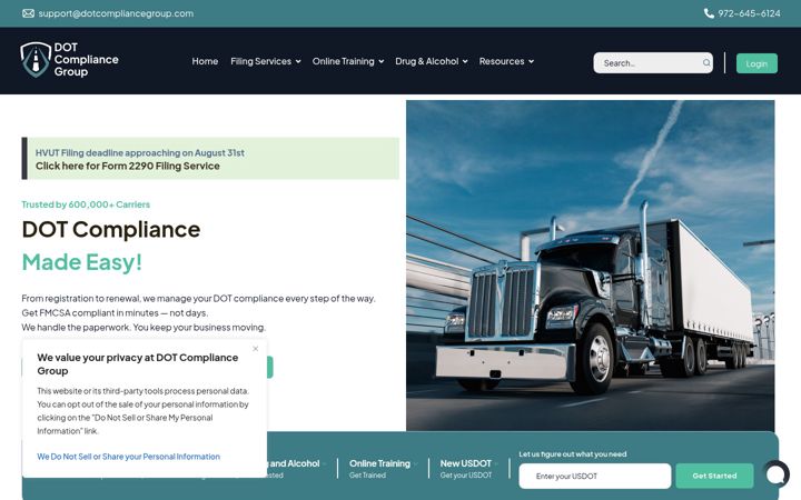 Screenshot of dotcompliancegroup.com