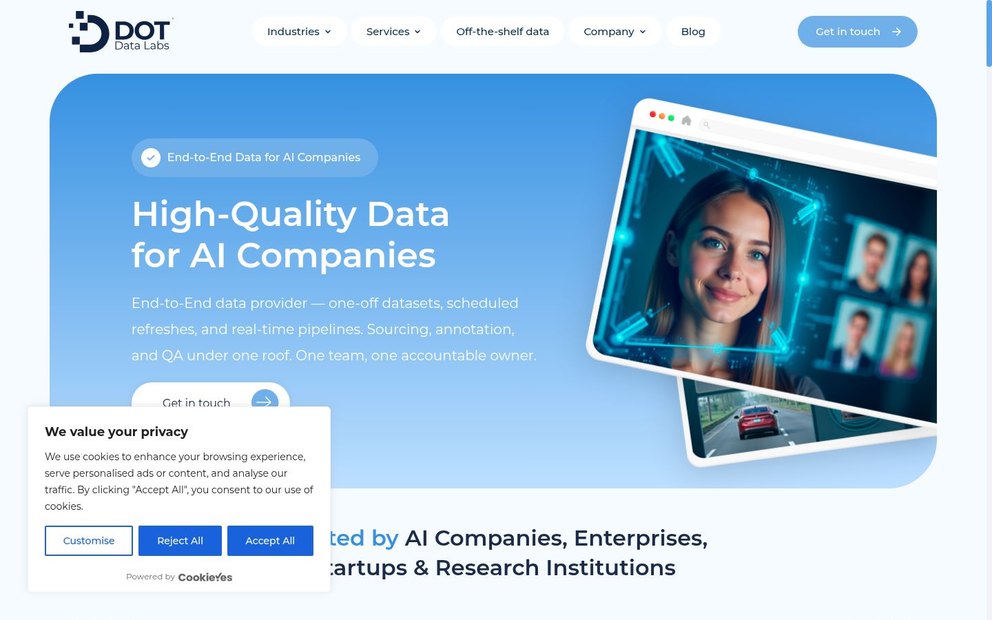 Screenshot of the consent banner shown before any interaction