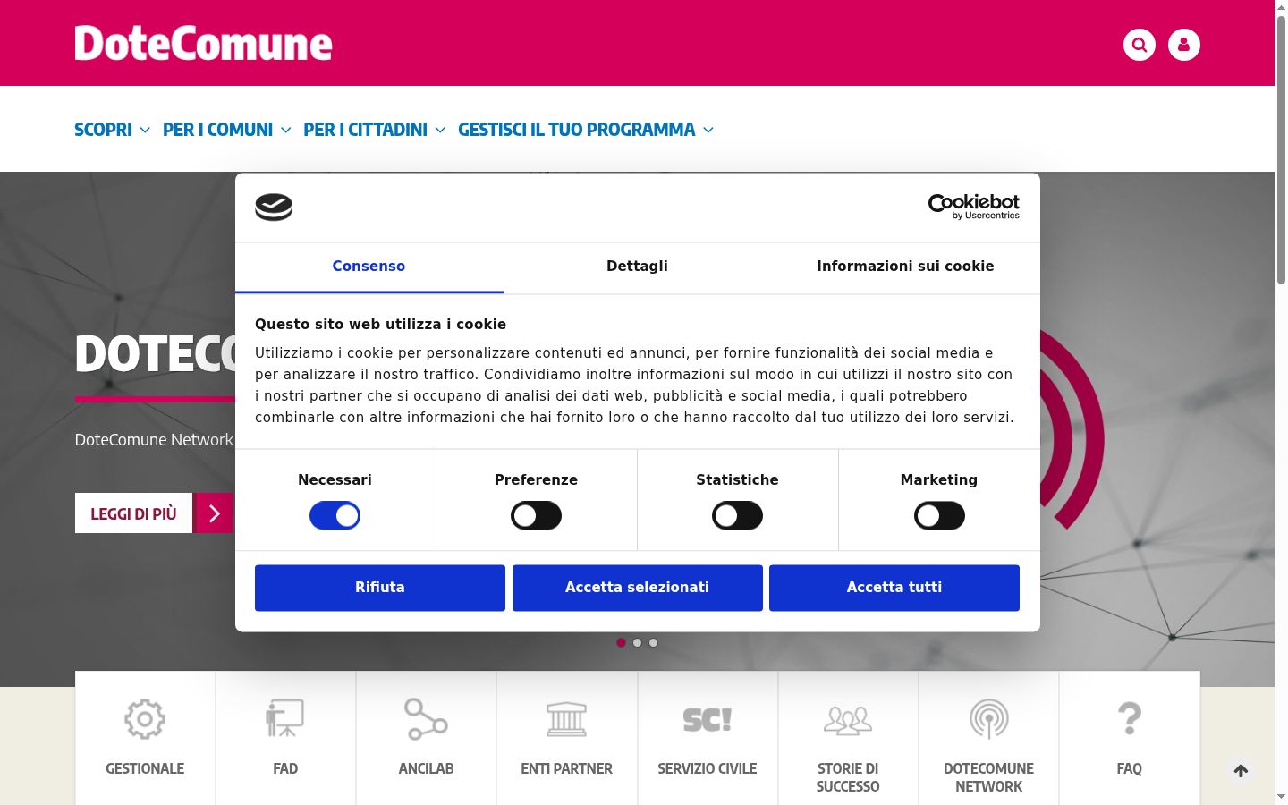 Screenshot tal-banner tal-kunsens muri qabel kwalunkwe interazzjoni