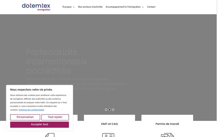 Screenshot ta' dotemteximmigration.ca